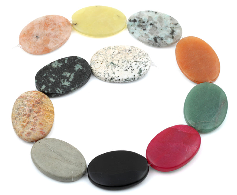 25x35x5MM Multi-stones Oval Gemstone Beads