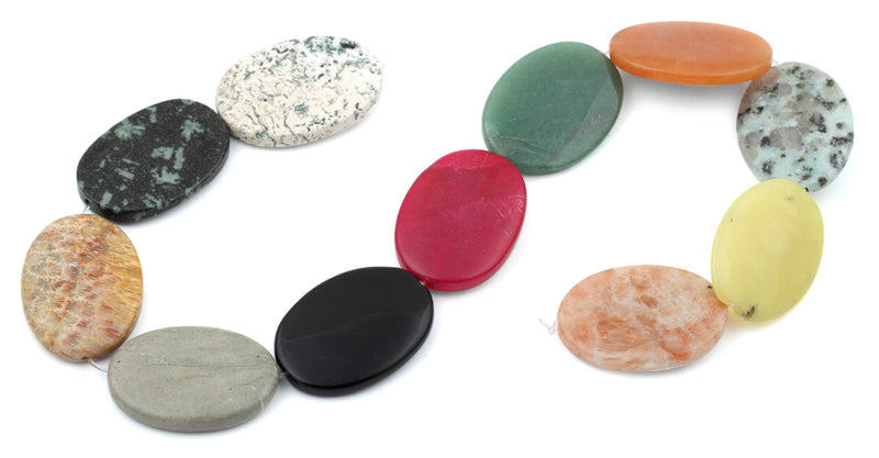 25x35x5MM Multi-stones Oval Gemstone Beads