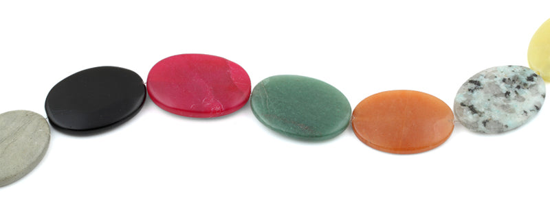 25x35x5MM Multi-stones Oval Gemstone Beads