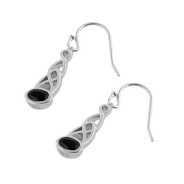 Sterling Silver Oval Black CZ Earrings