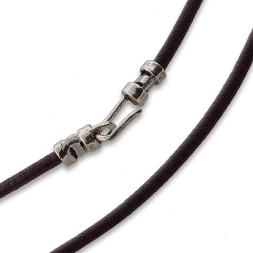 2mm 16" Brown Leather Cord Necklace w/ Sterling Silver Hook Clasp