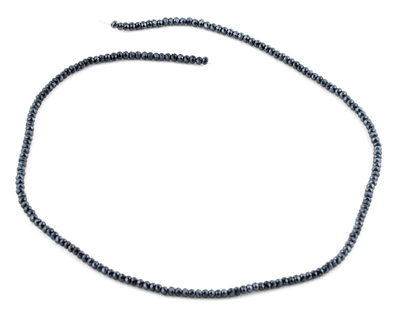 2mm Charcoal Faceted Rondelle Crystal Beads