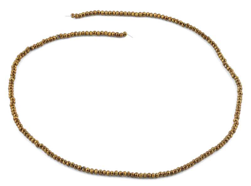 2mm Gold Faceted Rondelle Crystal Beads