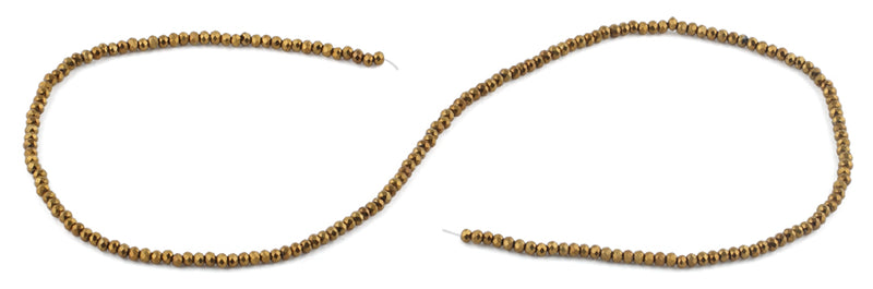 2mm Gold Faceted Rondelle Crystal Beads