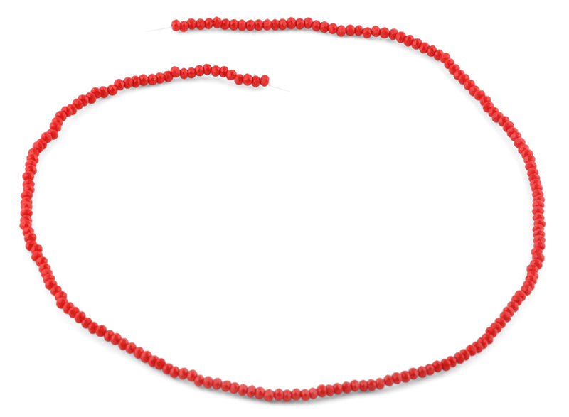 2mm Red Faceted Rondelle Crystal Beads