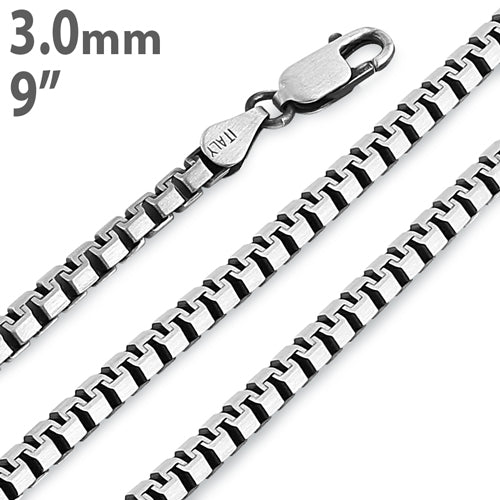Gun Metal  9" Zipper Box Chain Bracelet 3.0mm