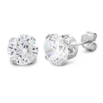 3 ct Sterling Silver CZ Stud Earrings 7MM