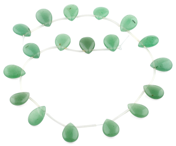 30x22MM Green Aventurine Flat Drop Gemstone Beads