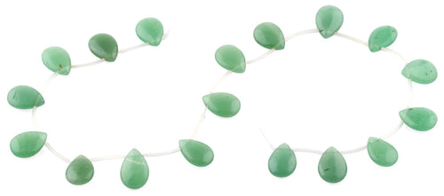 30x22MM Green Aventurine Flat Drop Gemstone Beads