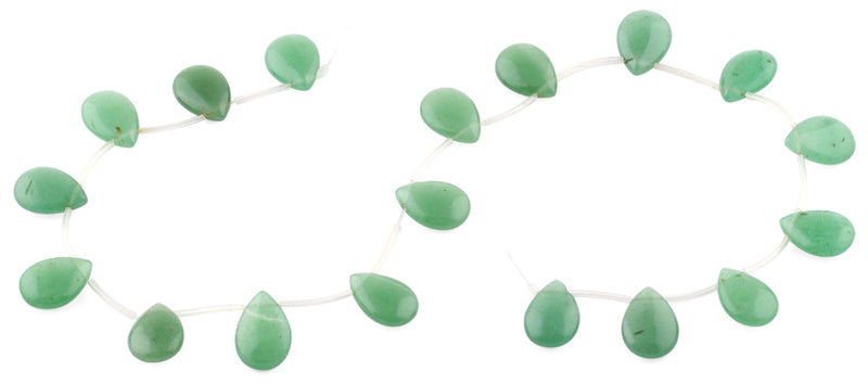 30x22MM Green Aventurine Flat Drop Gemstone Beads