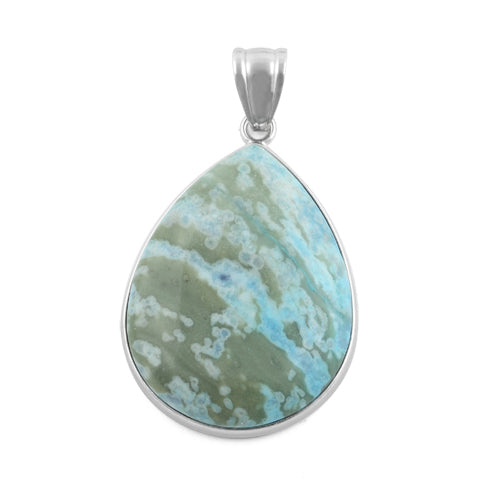 30X40MM Frame Green Turquoise Jasper Pear Gem Stone Pendant