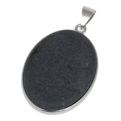 30X40MM Oval Frosted Blackstone Gemstone Pendant