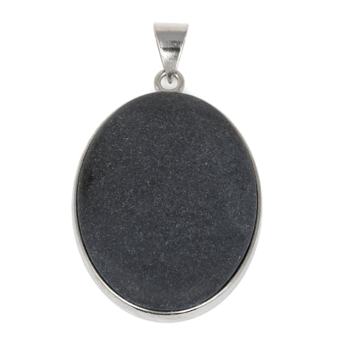30X40MM Oval Frosted Blackstone Gemstone Pendant