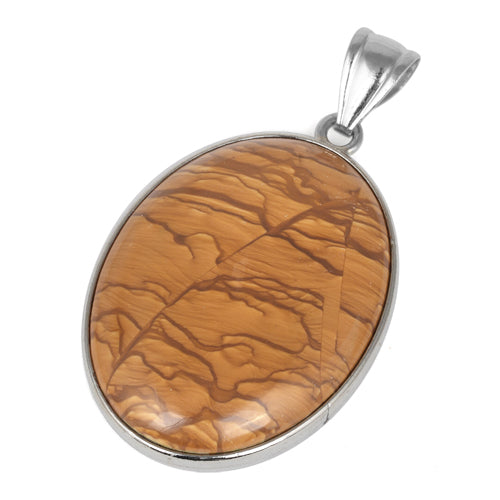 30X40MM Oval Hand-polished Scenic Jasper Gemstone Pendant