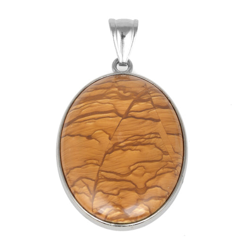 30X40MM Oval Hand-polished Scenic Jasper Gemstone Pendant