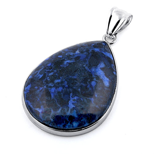 30x40MM Pear Blue Denim Lapis Jasper Gemstone Pendant