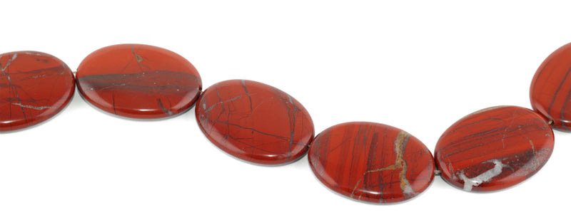 30x40MM Red Stripe Jasper Oval Gemstone Beads