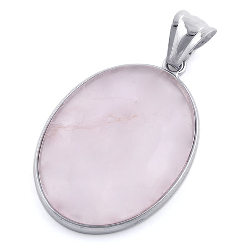 30X40MM Rose Quartz Oval Gem Stone Pendant