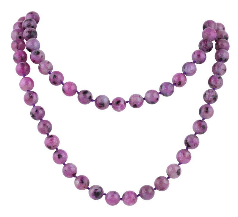 32" 8mm Purple Quartz Round Gemstone Bead Necklace