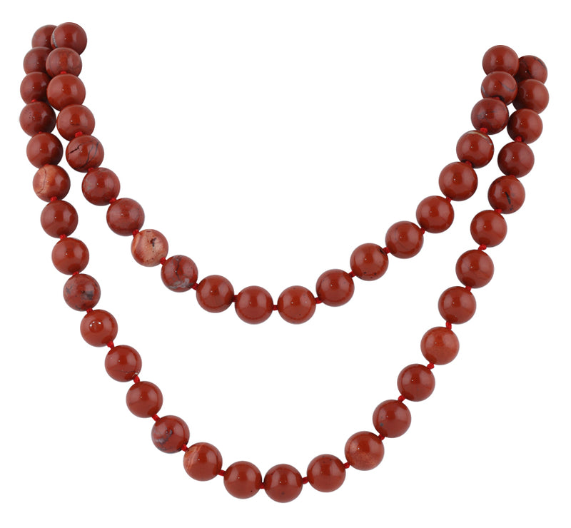 32" 8mm Red Jasper Round Gemstone Bead Necklace