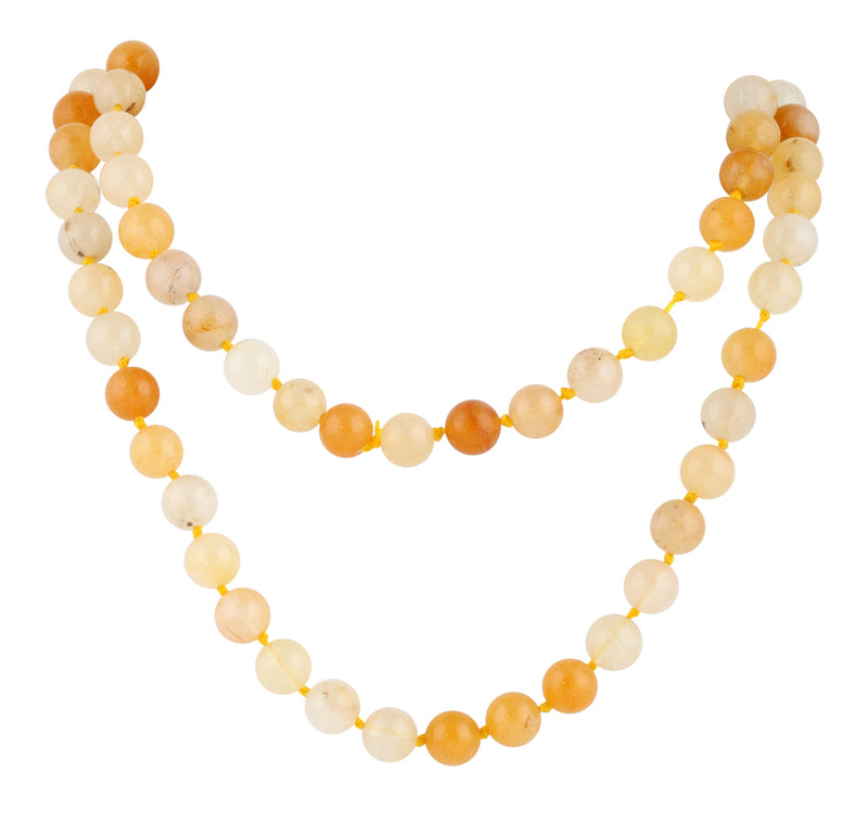 32" 8mm Yellow Serpentine Round Gemstone Bead Necklace