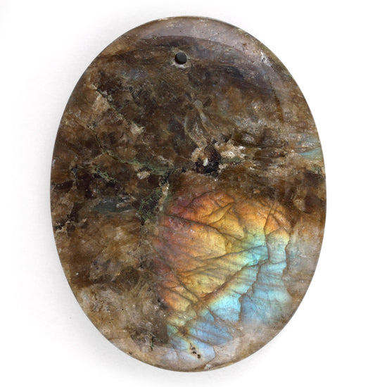 35X45MM Oval hand-Polished Labradorite Gem Stone Pendant
