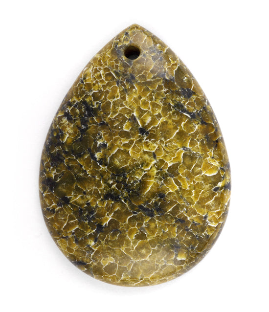 35X48MM Pear Yellow Turquoise Jasper Gem Stone Pendant