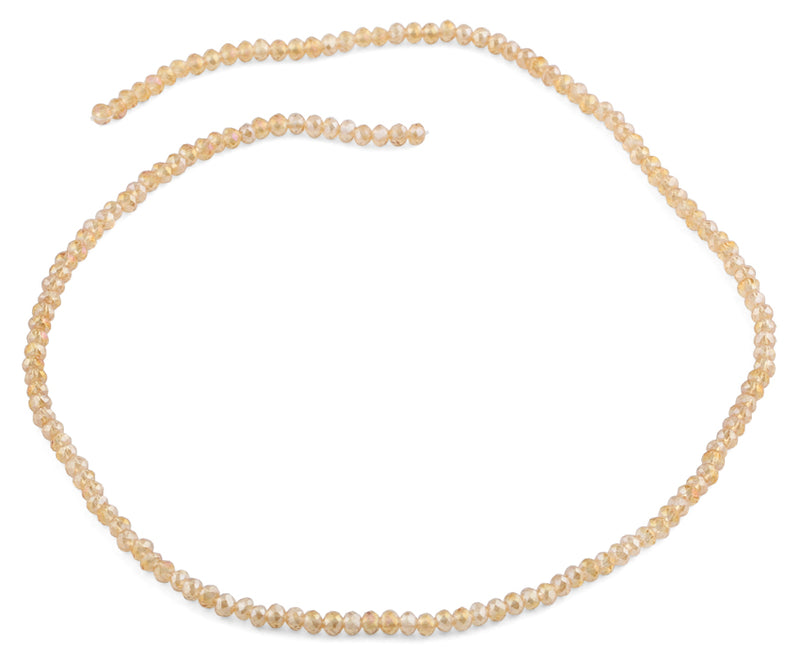 3mm Beige Faceted Rondelle Glass Beads