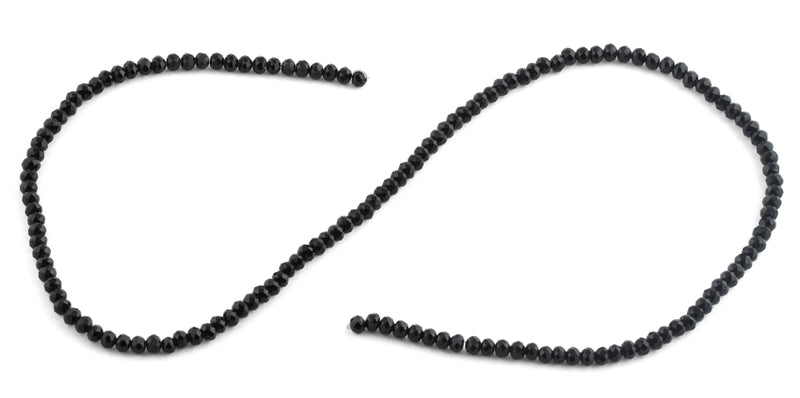 3mm Black Faceted Rondelle Glass Beads