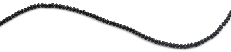 3mm Black Faceted Rondelle Glass Beads