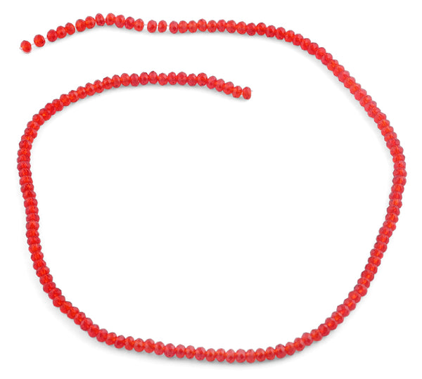 3mm Clear Red Faceted Rondelle Glass Beads