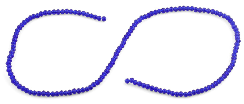 3mm Dark Blue Faceted Rondelle Glass Beads