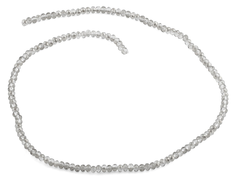 3mm Grey Faceted Rondelle Glass Beads