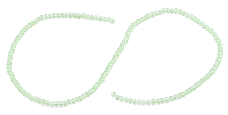 3mm Light Green Faceted Rondelle Glass Beads
