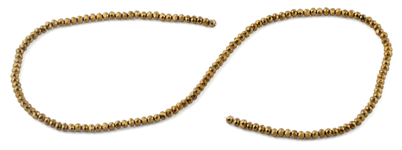 3mm Metal Gold Faceted Rondelle Glass Beads