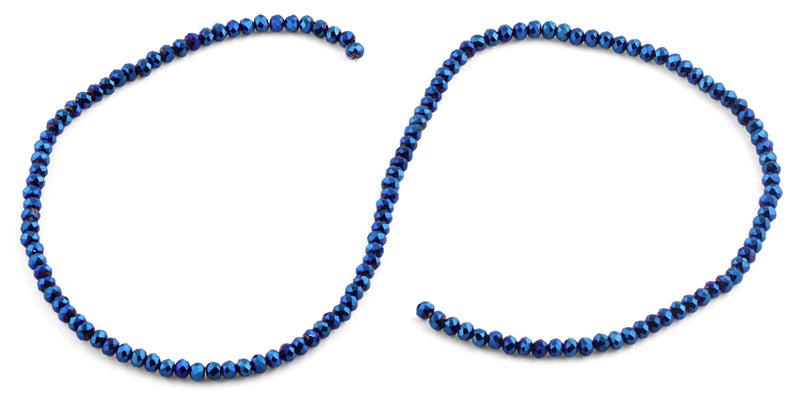 3mm Navy Blue Faceted Rondelle Glass Beads
