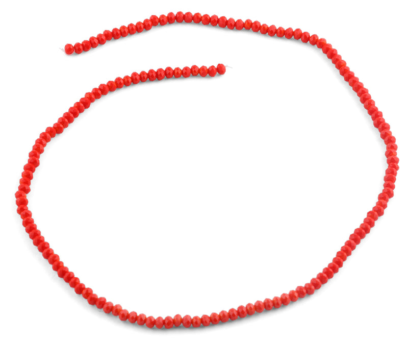3mm Red Faceted Rondelle Glass Beads