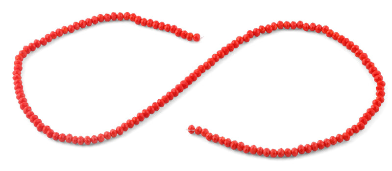 3mm Red Faceted Rondelle Glass Beads