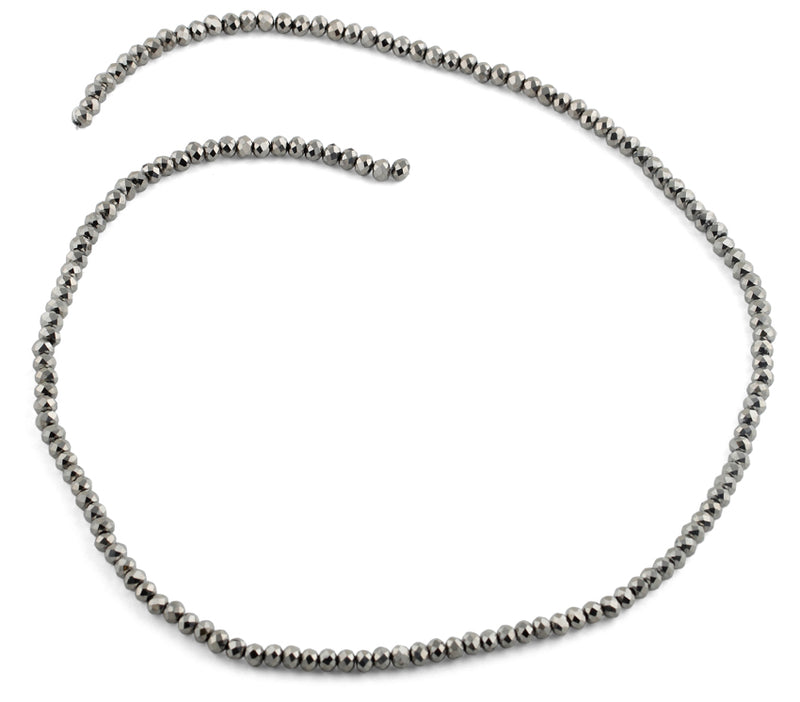 3mm Silver Faceted Rondelle Glass Beads