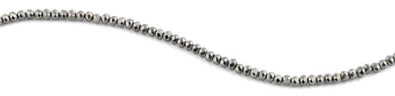 3mm Silver Faceted Rondelle Glass Beads