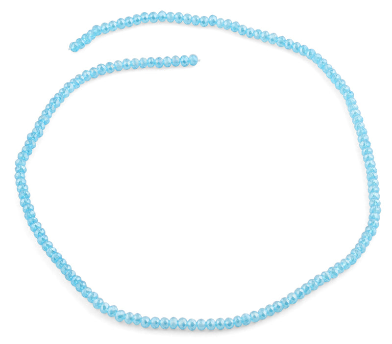 3mm Teal Faceted Rondelle Glass Beads