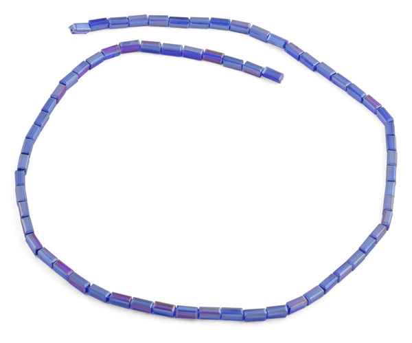 3X6mm Blue Rectangle Faceted Crystal Beads