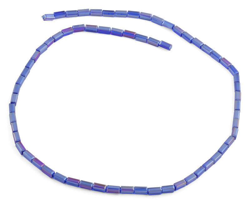 3X6mm Blue Rectangle Faceted Crystal Beads