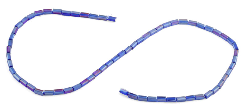 3X6mm Blue Rectangle Faceted Crystal Beads