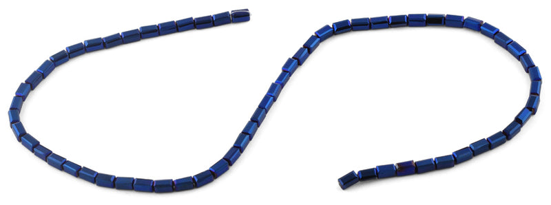3X6mm Dark Blue Rectangle Faceted Crystal Beads