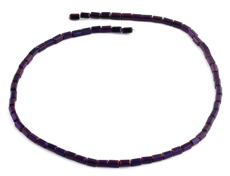 3X6mm Dark Purple Rectangle Faceted Crystal Beads