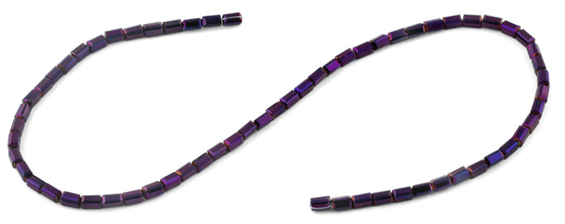 3X6mm Dark Purple Rectangle Faceted Crystal Beads