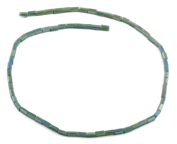 3X6mm Green Rectangle Faceted Crystal Beads