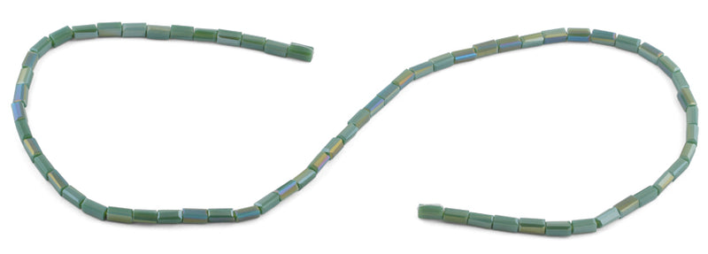 3X6mm Green Rectangle Faceted Crystal Beads