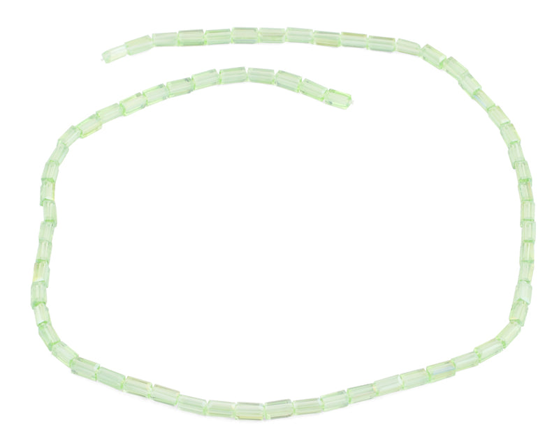 3X6mm Light Green Rectangle Faceted Crystal Beads